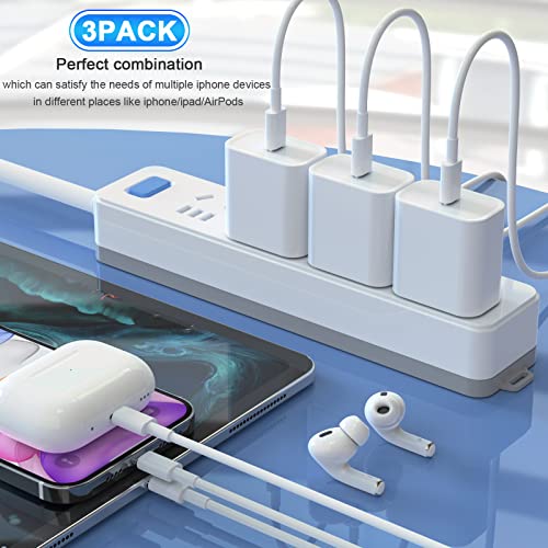 3Pack iPhone Charger【Apple MFi Certified】, 20W PD USB C Wall Charger with 6FT USB C to Lightning Cable Fast Charging Adapter Compatible with iPhone 14/14 Pro Max/13/12/11/XS/XR/X