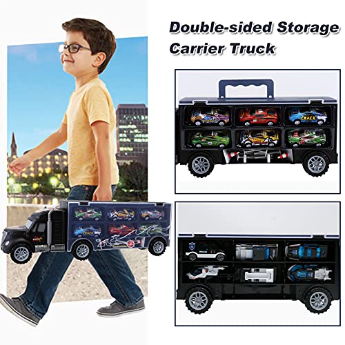 JODUDLR Toddler Toys for 3 4 Year Old Boys,Large Transport Cars Carrier Set Truck Toys with 12 Die cast Vehicles Truck Toys Cars,Ideal Christmas Easter Gifts Toys for Kids Age 3 7, One Size