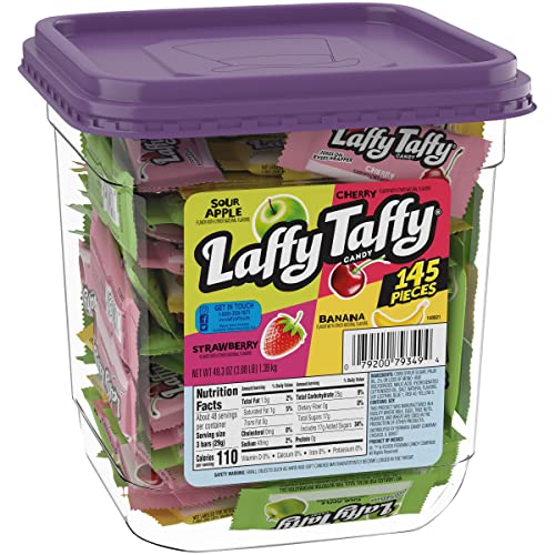 Laffy Taffy Candy, School Candy, Assorted Taffy Candy, Sour Apple, Cherry, Strawberry & Banana Flavors, 145 Pieces