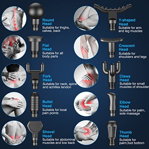 RAEMAO EM22 Massage Gun Deep Tissue Handheld Electric Muscle Massager Percussion Massage Gun for Athletes, Dark Gray