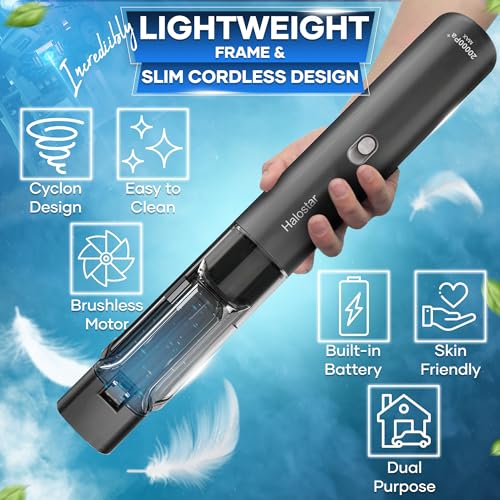 Cordless Vacuum Cleaner, Halostar Stick Vac, 20Kpa Strong Suction, Detachable Dust Cup, 4000mAh Vacuum Cleaner, 50-Min Decent Runtime for Vacuuming Hardwood Floors, Carpets, Upholstery, Rugs, or Hairs
