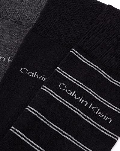 Calvin Klein Men's Dress Socks - Lightweight Cotton Blend Crew Socks (8 Pack), Size 7-12, Black Pattern