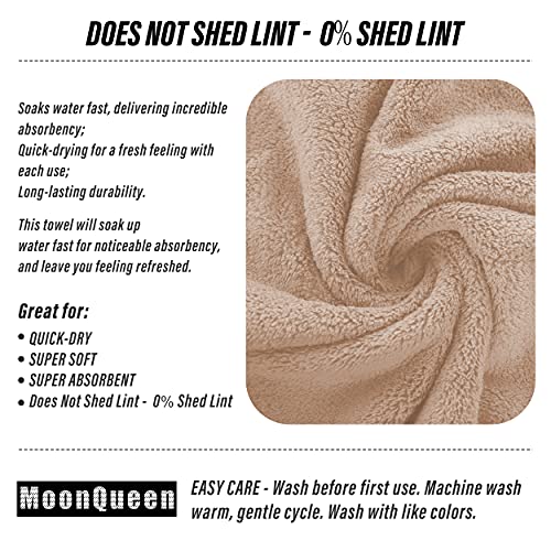 MOONQUEEN 18 Pack Premium Hand Towels - Quick Drying - Microfiber Coral Velvet Highly Absorbent Towels - Multipurpose Use as Hotel, Bathroom, Shower, Spa, Hand Towel 16 x 28 inches (Brown)