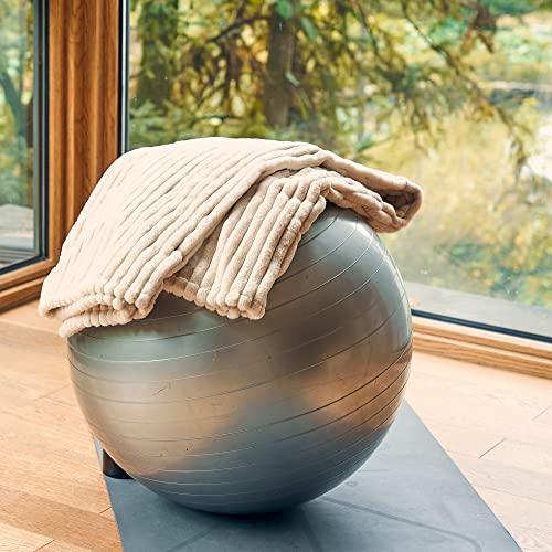 GOTCOZY Electric Blanket Heated Throw 50''X60''- Ribbed Faux Fur Heated Blanket with 5 Heating Level & 3 Hour Auto Off Heating Blanket, ETL&FCC Certified Machine Washable(Eggnog)