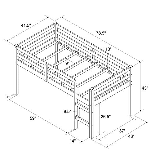 Dorel Living Milton Junior Twin Loft Bed, Espresso