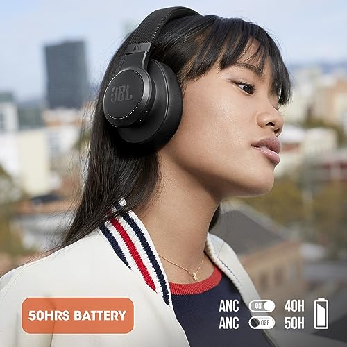 JBL Live 660NC - Wireless Over-Ear Noise Cancelling Headphones with Long Lasting Battery and Voice Assistant - White, Medium
