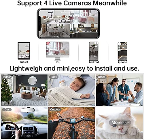 Augele Mini Camera WiFi Wireless Nanny Cam, 1080p HD Home Security Camera,Night Vision Indoor/Outdoor Small Dog Pet Camera for Mobile Phone Applications in Real Time