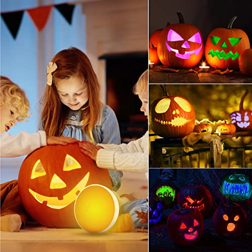 Puck Lights with Remote Control, 13 Colors 4 Lighting Mode Changeable RGB LED Under Cabinet Lighting,AA Battery Powered Push Night Lights 3M Stick-on,Under Counter Lighting With Timer Function(6 Pack)