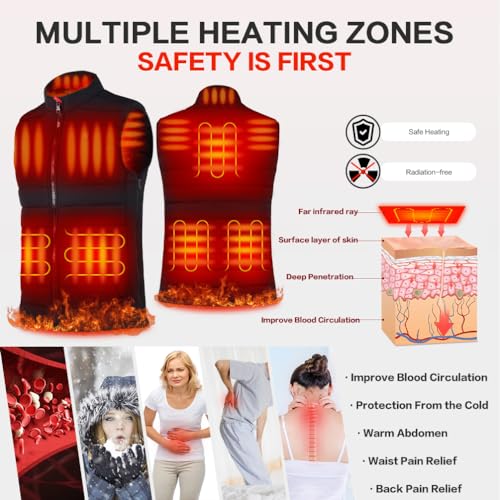AICARSHI Heated Vest with Battery for Men Women Adjustable Lightweight Electric Heating Vest for Hiking (Medium, Men)