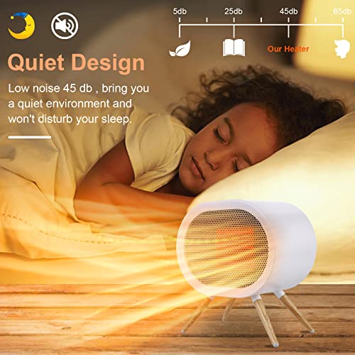 F.EASY.D Space Heater, 1000W Small Space Heaters for Indoor Use, PTC Fast Heating Ceramic Heater, Cute Portable Space Heater for Office, Home, Bedroom, Bathroom, Desk