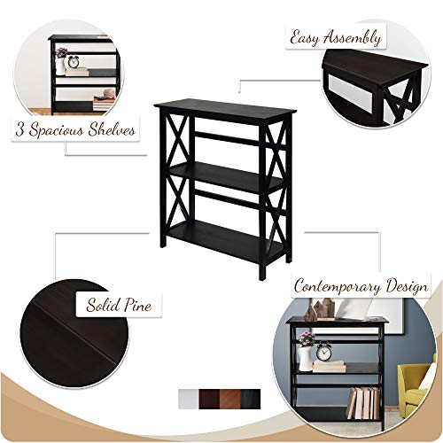 Casual Home Montego 3-Shelf Bookcase, White (New)