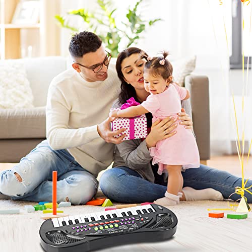 EOOLEOW Kids Piano, 32 Keys Multifunction Keyboard Piano for Kids - Children Early Learning Educational Music Piano Toys for 3 4 5 6 7 8 Year Old (Black)