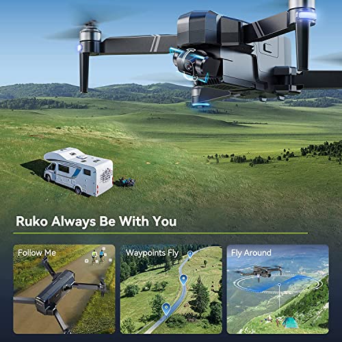 Ruko F11GIM Drones with 4K UHD 2-Axis Gimbal EIS Anti-Shake Camera for Adults Beginner, 2 Batteries 56 Min Flight Time, Level 6 Wind Resistance, FPV Brushless Motor, GPS Auto Return Home