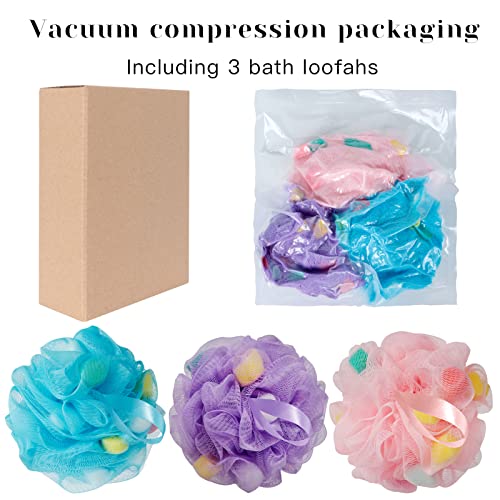 BCKENEY Bath Loofah Sponge Soft Mesh Shower Puff for Body Wash Bath Sponge Body Scrubber for Women & Men Body Exfoliator-Bathing Accessories (3Pack 40G S)