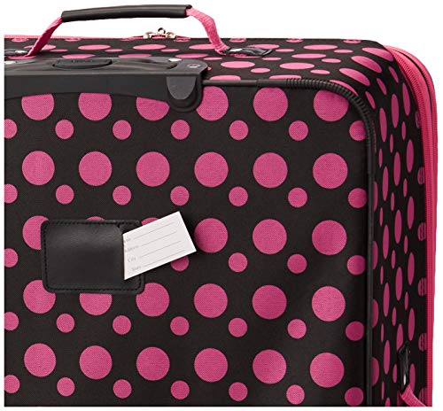Rockland Fashion Softside Upright Luggage Set, Black/Pink Dot, 4-Piece (14/19/24/28)