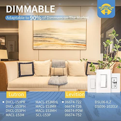 Deruce Lum 6 Pack 4 Inch 3000k Ultrathin Led Recessed Light, Superbright recessed Lighting 4 inches led recessed Light for Living Room Bedroom Kitchen Hallway 9W 750lm- ETL & Energy Star Certified