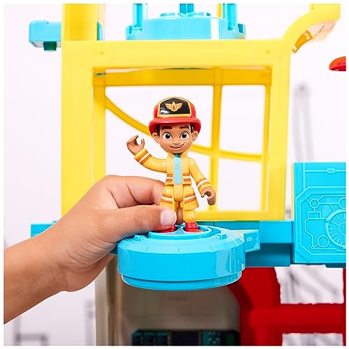 Disney Junior Firebuds HQ Playset with Lights, Sounds, Fire Truck Toy, Action Figure and Vehicle Launcher, Kids Toys for Boys and Girls Ages 3 and Up