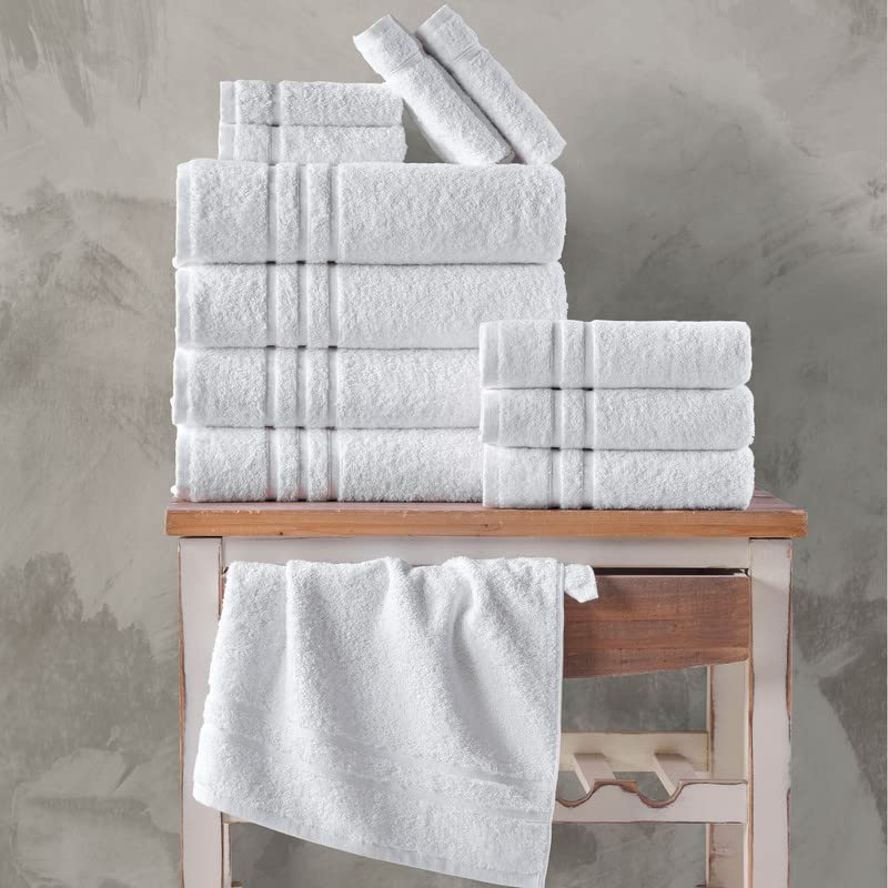 Hammam Linen White Hand Towels 4-Pack -16 x 29 Turkish Cotton Premium Quality Soft and Absorbent Small Towels for Bathroom