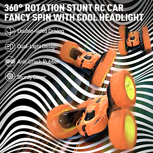Remote Control Car, Lotmey RC Cars with Double Sided 360° Flips, RC Stunt Car with USB Charging Without Removing The Battery, 4WD Off Road Remote Control Car for Boys 4-7,8-12