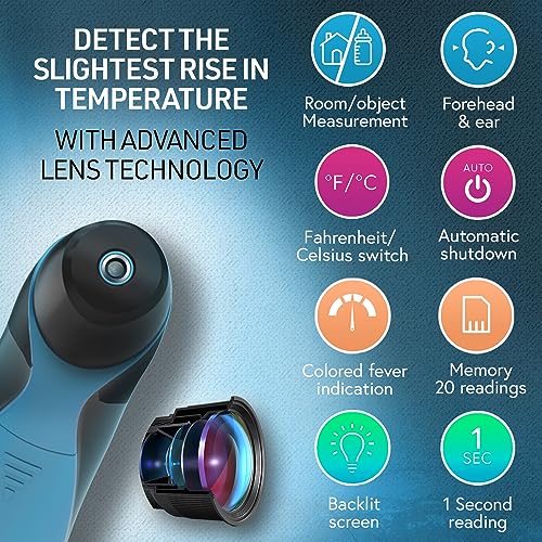iProven Ear and Forehead Thermometer Dual Mode - 1 Second Accurate Fever Thermometer for Adults, Kids, and Babies - Digital Infrared Technology, Body Temperature Thermometer
