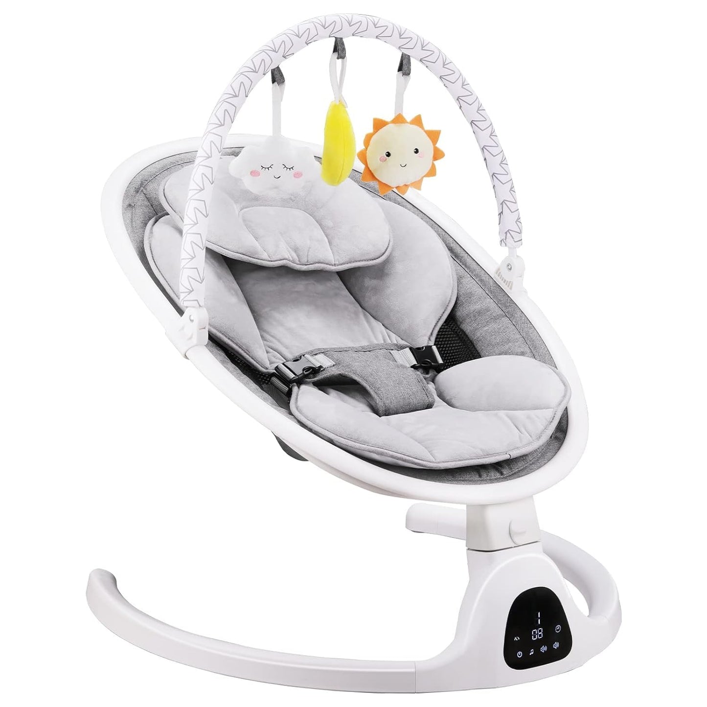 Baby Swing, Newborn Essentials Baby Must Haves Bouncer with Mat & Pillow for Infants 0-12 Months, 5 Speeds, Remote/Touch Control, Indoor & Outdoor Use