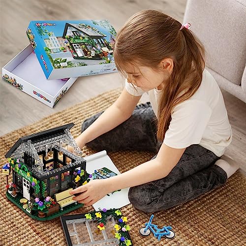 HYG Toys Flower House Building Set, with LED Lights Warmth Building Blocks Set Gift for Kids Children Boys Girls Age 6 to12 Educational Toys (625 Pcs)