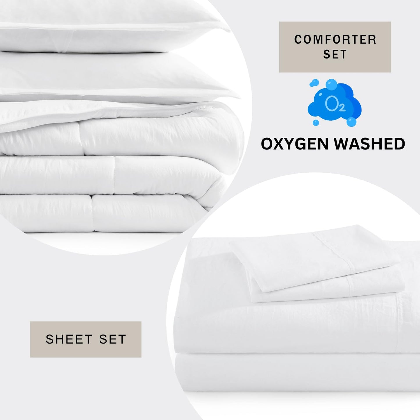 Casa Platino Twin Comforter Set - Pre-Washed 100% Brushed Microfiber Twin Bedding Sets - Soft Twin Comforter Set with Sheets includes Comforter, Flat Sheet, Fitted Sheet, 1 Pillowcase & 1 Sham – White