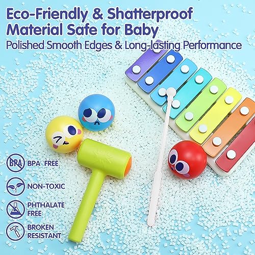 HOLA Toys for 1 Year Old Boy Gifts- 4 in1 Musical Pounding Toy with Xylophone, 1 Year Old Boy Birthday Gift,