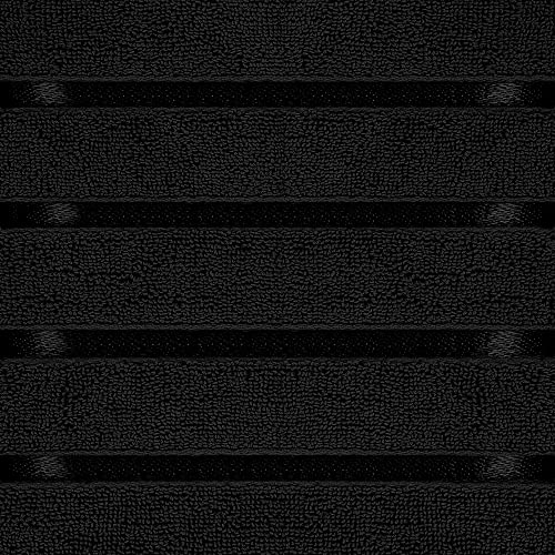 Utopia Towels 8-Piece Luxury Towel Set, 2 Bath Towels, 2 Hand Towels, and 4 Wash Cloths, 600 GSM 100% Ring Spun Cotton Highly Absorbent Viscose Stripe Towels Ideal for Everyday use (Black)