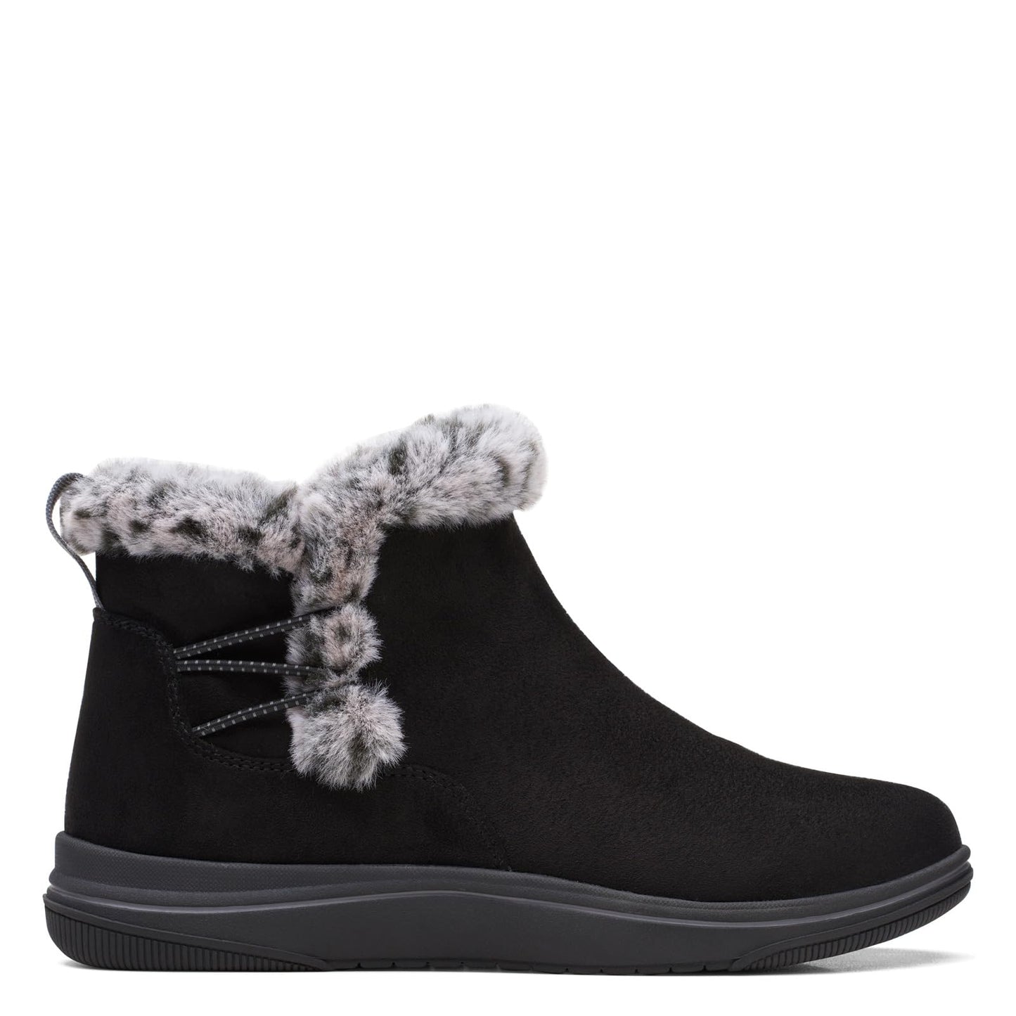 Clarks Women's Breeze Fur Ankle Boot, Black Textile, 9