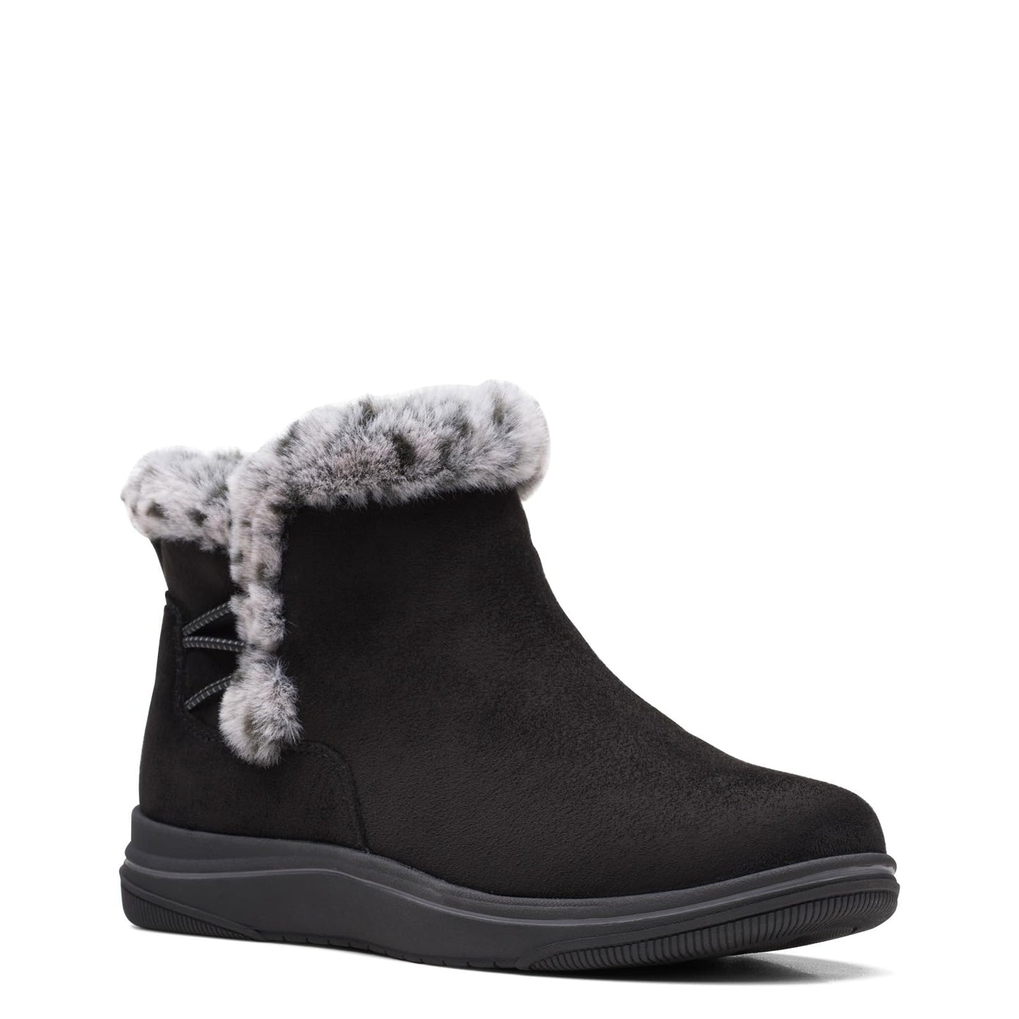 Clarks Women's Breeze Fur Ankle Boot, Black Textile, 9