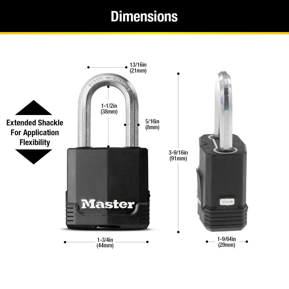 Master Lock Magnum Heavy Duty Outdoor Padlock with Key, 2 Pack Keyed-Alike, Covered