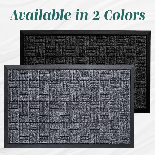 HOMWE Front Door Mats, 2 Pc Set, 29.5 x 17, All Weather Entry and Back Yard Door Mat, Indoor and Outdoor Safe, Slip Resistant Rubber Backing, Absorbent and Waterproof, Dirt Trapping Rugs for Entryway