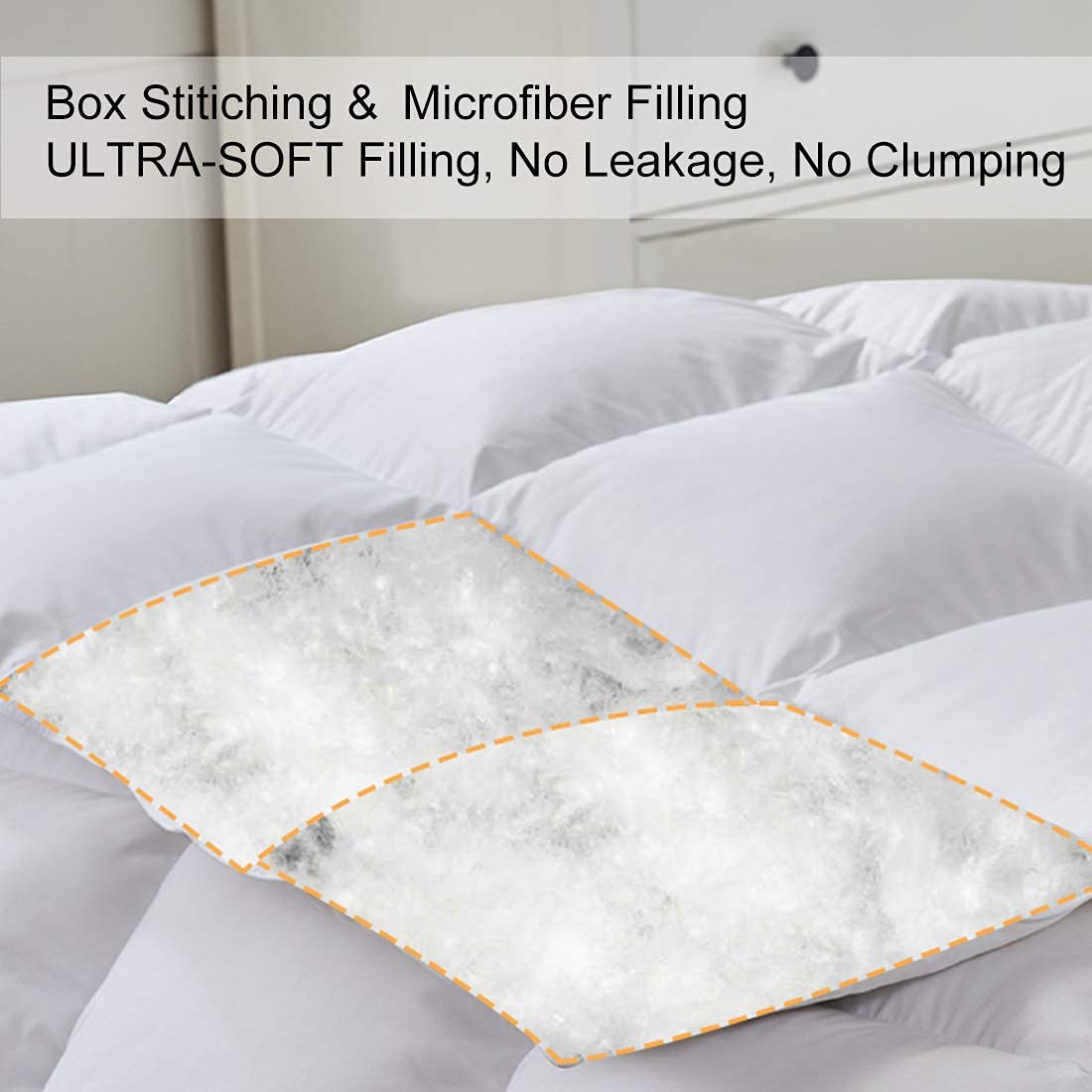 COHOME 2100 Series Queen Cooling Comforter Down Alternative Quilted Duvet Insert with Corner Tabs - All Season Reversible Soft Luxury Hotel Comforter - Breathable - Machine Washable - White