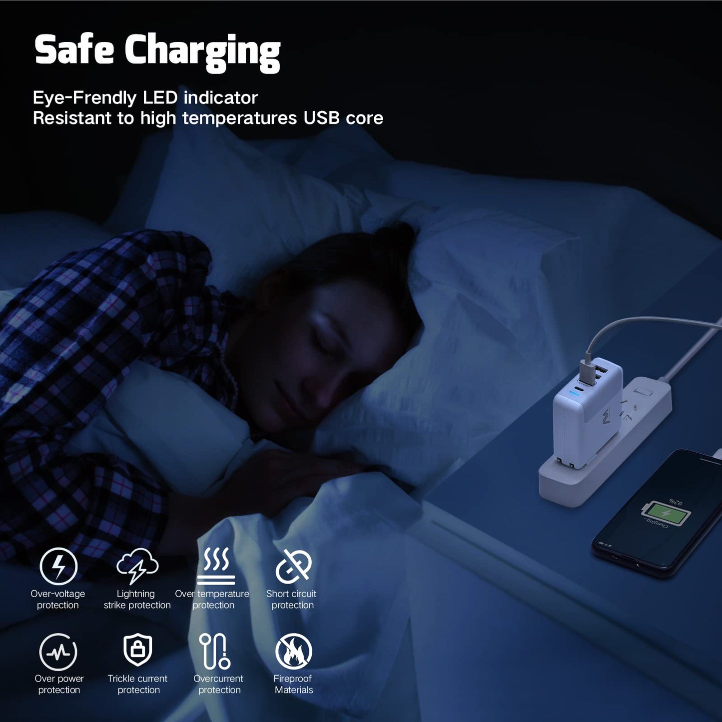 AMLINK 40W USB C Charger - 4 Port USB Wall Charger, QC 3.0 Fast Charging Block, Compact Wall Charger Foldable Plug Adapter for iPhone 15 14 13 12 11 Pro Max, Samsung, iPad Pro, Pixel, MacBook Air