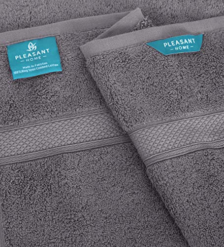 Pleasant Home 6 Piece Bath Towels Set – 2 Bath Towels, 2 Hand Towels, 2 Wash Cloths | Bathroom Towels | 100% Cotton | Soft & Absorbent Bath Towels | Grey