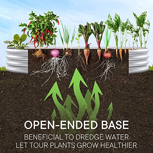 Crirax Raised Garden Beds Outdoor 8×4×1 Ft DIY Galvanized for Vegetables 12-in-1 Modular Metal Bed Kit Gardening Planters Silver