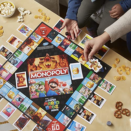 Monopoly The Super Mario Bros. Movie Edition Kids Board Game, Family Games for Super Mario Fans, Includes Bowser Token, Ages 8+