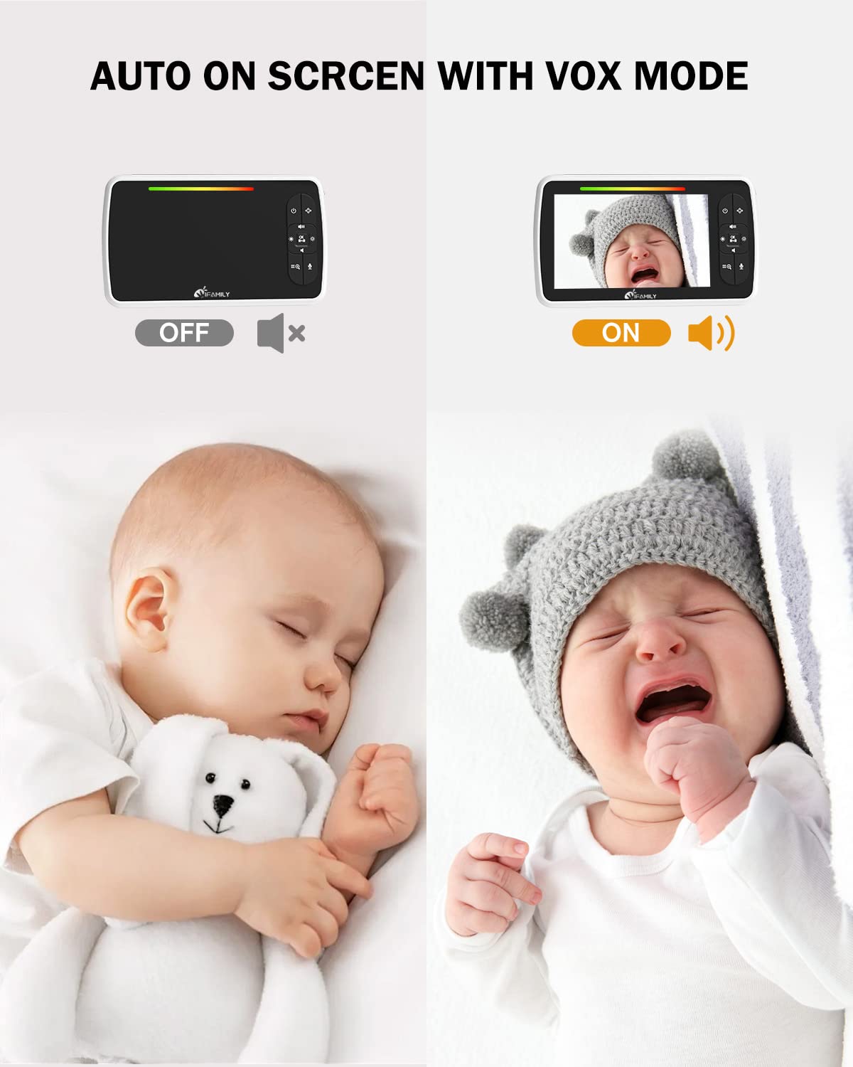iFamily Baby Monitor with Camera and Audio - 5 inch Video Baby Monitor with Remote Pan/Tilt, VOX Mode, Night Vision, Two-Way Talk, Feeding Reminder, Temperature, Build in Lullabies, Long Range, 720p