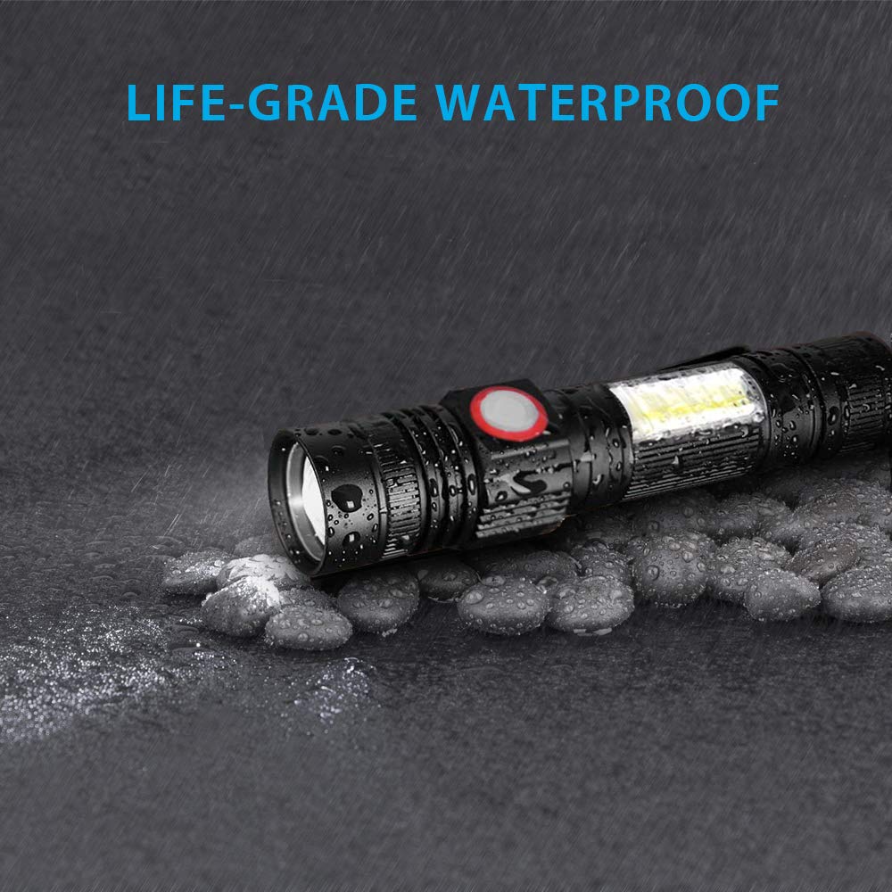 iToncs LED Tactical Flashlight, Magnetic Flashlight, 1000 Lumens Super Bright Flash Light with COB Work Light, Waterproof, 4 Modes, Pocket LED Flashlights for Outdoor Camping Emergency