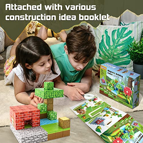 Magnetic Blocks-Build Mine Magnet World Set, Magnetic Toys for Boys & Girls Age 3-4 4-5 6-8, STEM Montessori Sensory Toys for Toddlers Gifts for 3+ Years Old, Fidget Cubes Construction Toys