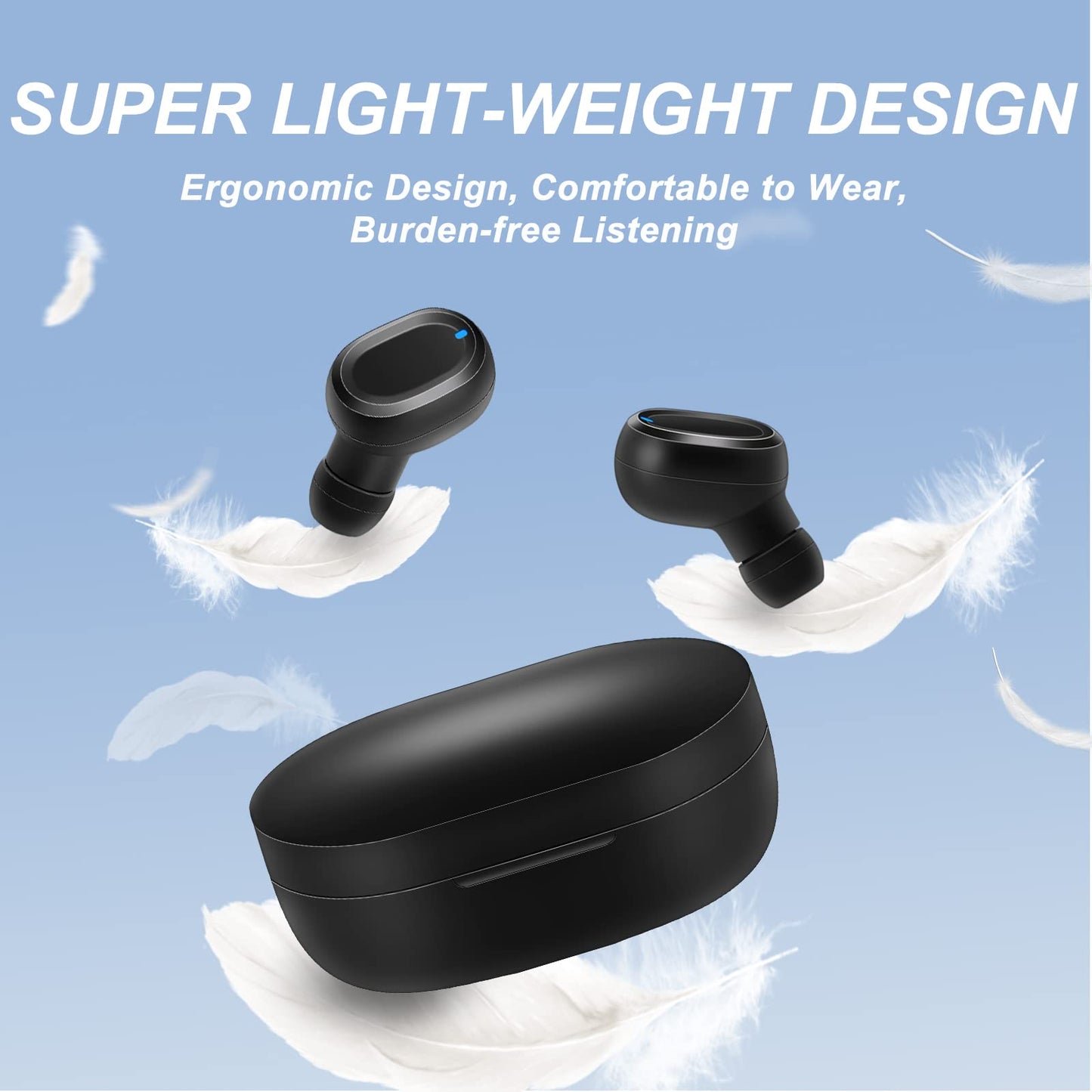 Bluetooth Earbuds in-Ear, Wireless Earphones Touch Control with Mic, Bluetooth Headset Noise Cancelling Headphones, HiFi Stereo, IP67 Waterproof, LED Display Fast Charging Case, Sport/Work Speakers.