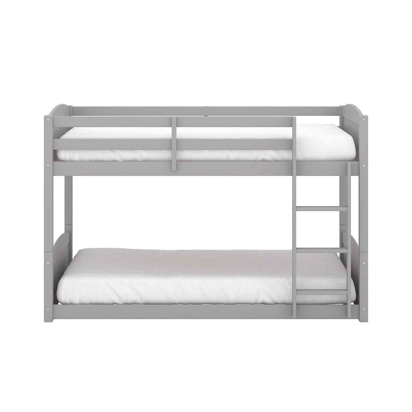 Hillsdale Alexis Contemporary Wood Arch Twin Over Twin Floor Bunk Bed with Slats, Gray