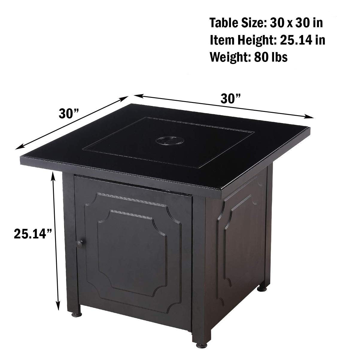 Endless Summer Propane Fire Pit Table 30 Inch Outdoor Gas Fire Pit, 50,000 BTU with Black Glass Top, Cover, Lid and Green Fire Glass, Add Warmth and Ambiance to Your Backyard, Patio, Deck