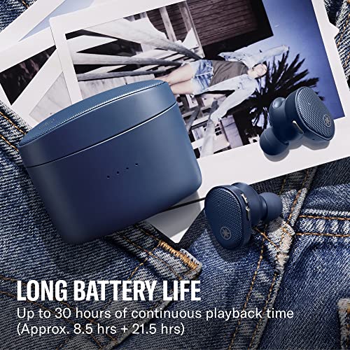 YAMAHA TW-E5B True Wireless Earbuds, Bluetooth Headphones, Premium Sound, CVC Clear Voice Capture, Ambient Sound, IPX5 Water Resistant for Sport (Blue)