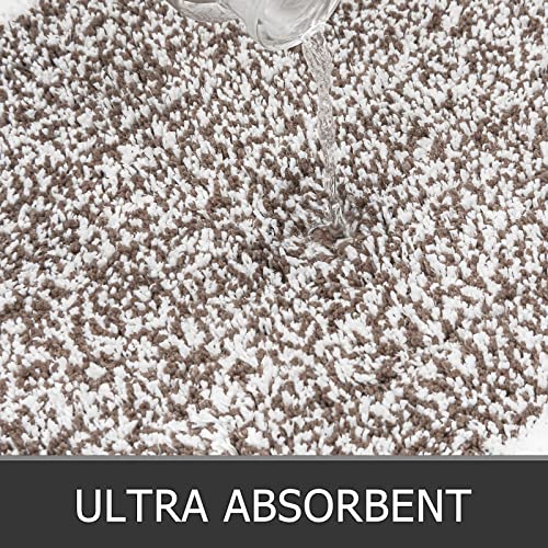 Pauwer 3 Piece Bath Mat Set Bathroom Rugs, Non Slip Plush Bathroom Mats, Absorbent Shaggy Bathroom Rug Set with U-Shaped Contour Toilet Mat for Bathroom Bedroom Living Room