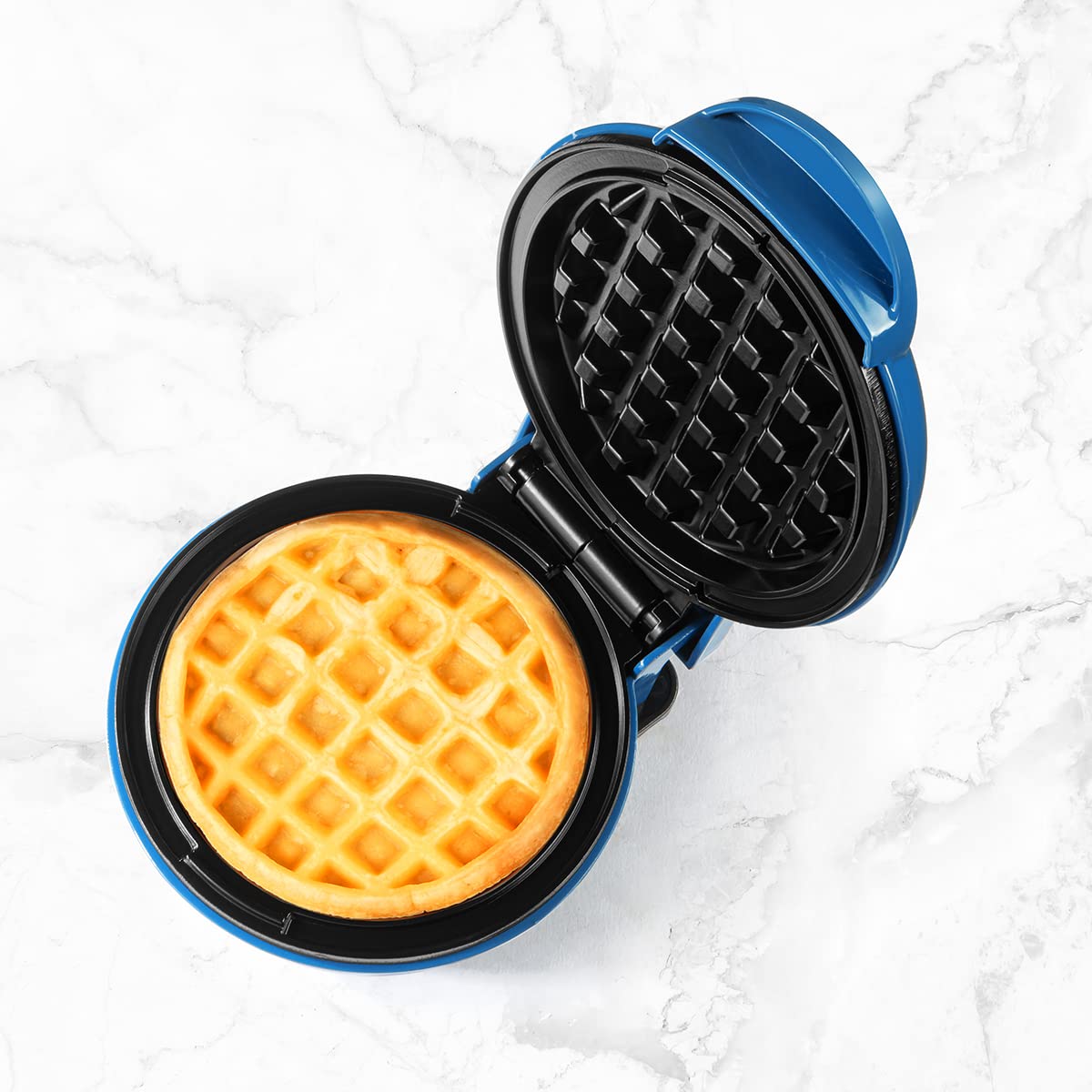 Holstein Housewares Personal Non-Stick Waffle Maker, Blue - 4-inch Waffles in Minutes
