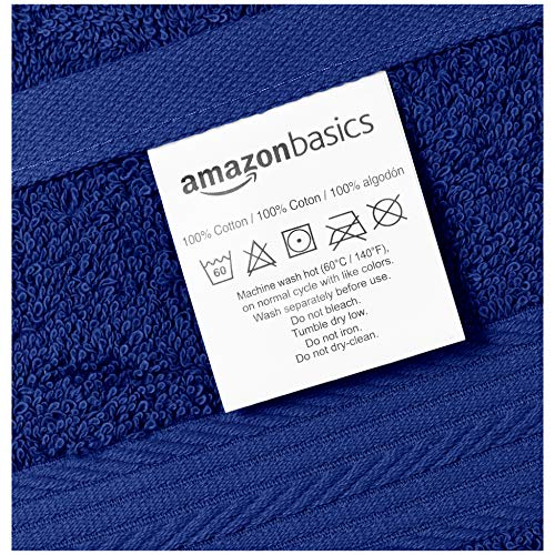 Amazon Basics Fade Resistant Cotton Washcloth, Navy Blue - Pack of 6