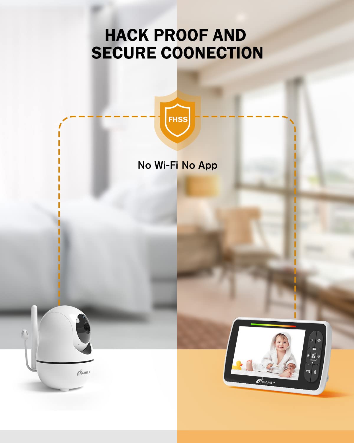 iFamily Baby Monitor with Camera and Audio - 5 inch Video Baby Monitor with Remote Pan/Tilt, VOX Mode, Night Vision, Two-Way Talk, Feeding Reminder, Temperature, Build in Lullabies, Long Range, 720p