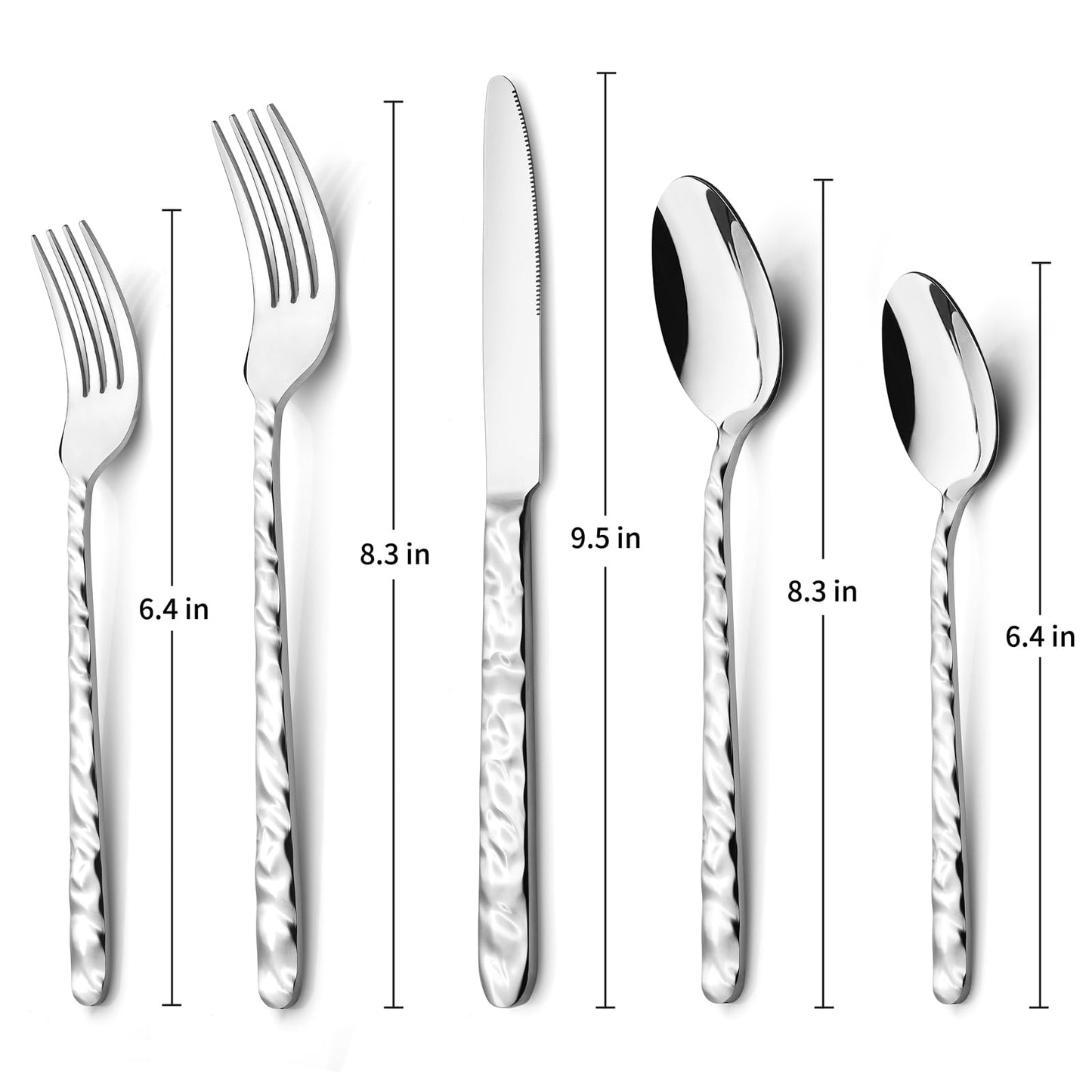 Nice Kitchen Silverware Set for 8, Premium Stainless Steel Flatware Set, Heavy Duty Silverware Cutlery Sets with Wavy Patterns, including Spoons and Forks Set, Mirror Polished, Dishwasher Safe